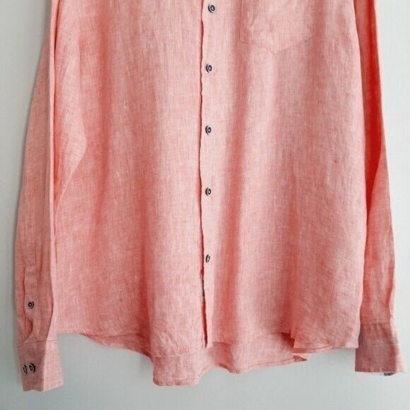 HERITAGE 100% Soft Linen Button Down Shirt Pink Men's Sz XL - Picture 4 of 9